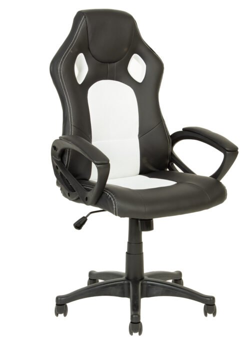 Pelituoli MIKA 611241 valkoinen/musta PU