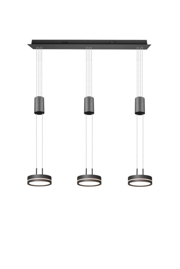 FRANCESCA-riippuvalaisin, 3-lamppuinen, antrasiitti