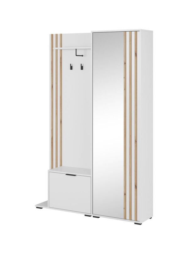 Vaatekaappi NICOLE valkoinen/käsityönä tammi