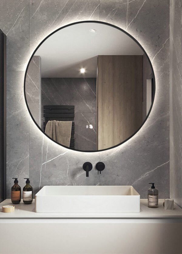 Seinäpeili MATTEO musta valaistuksella