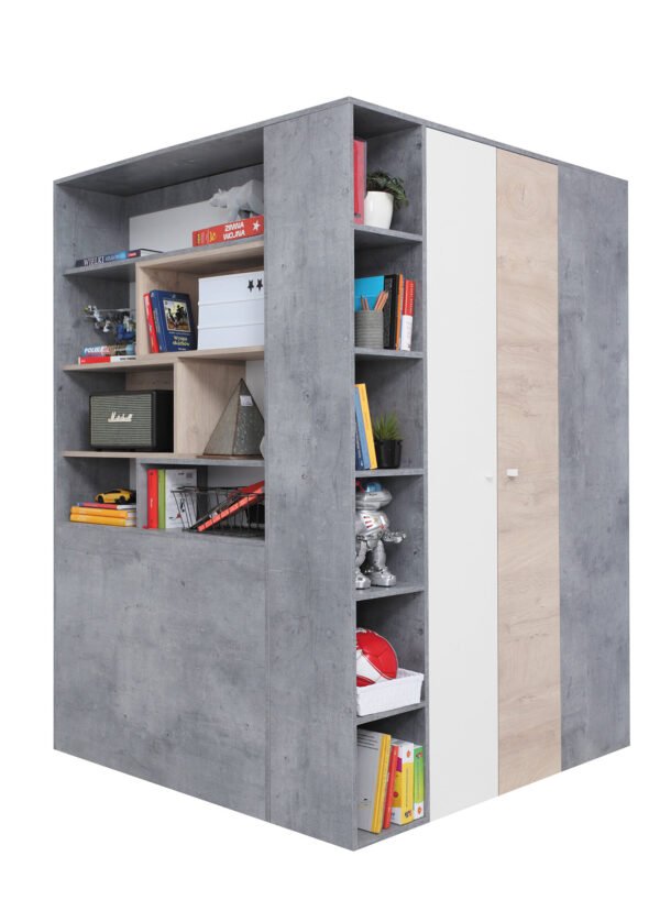 Vaatekaappi SILVIA 1 harmaa/valkoinen/tammi