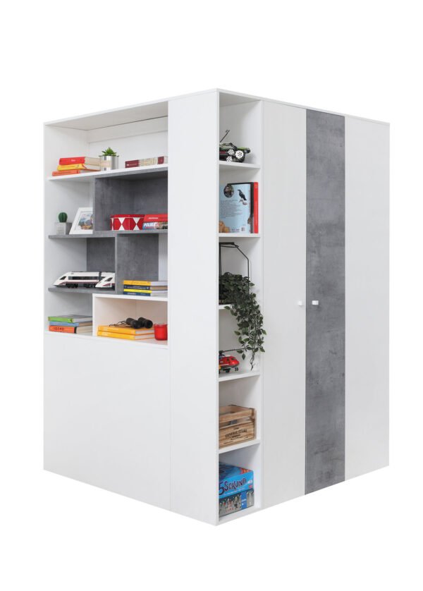 Vaatekaappi SILVIA 1 valkoinen/harmaa