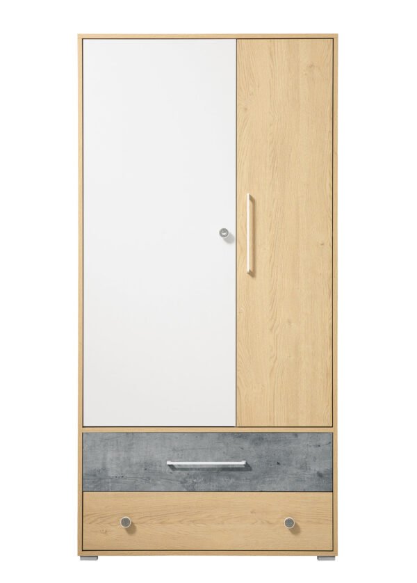 Vaatekaappi STEFANO 1 tammi/valkoinen/harmaa