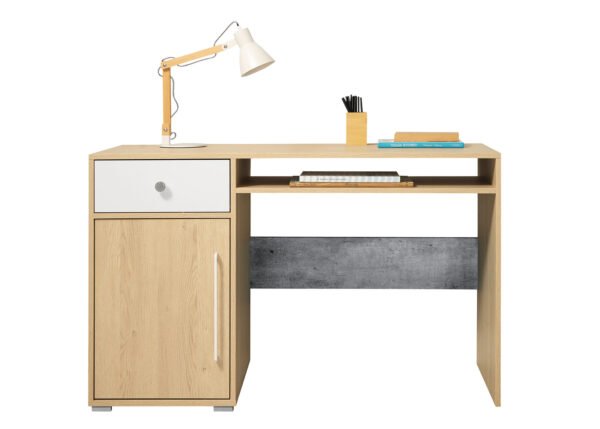 Työpöytä STEFANO 7 tammi/valkoinen/harmaa