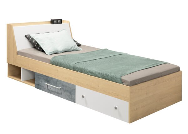 Sänky STEFANO 12 tammi/valkoinen/harmaa 120×200 cm