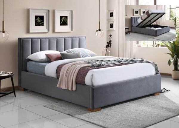 Sänky HAILEY harmaa sametti