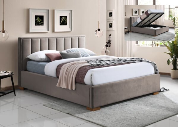 Sänky HAILEY beige sametti