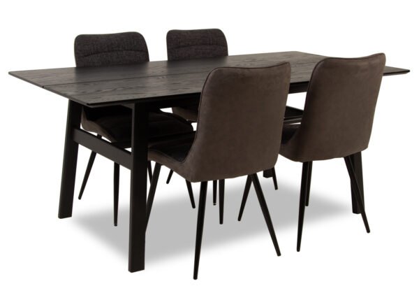 Ruokailuryhmä JULIETTE pöytä tumma 4 tuolia HDC 213023 harmaa