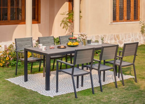 Puutarhakalustesetti HANNAH tummanharmaa