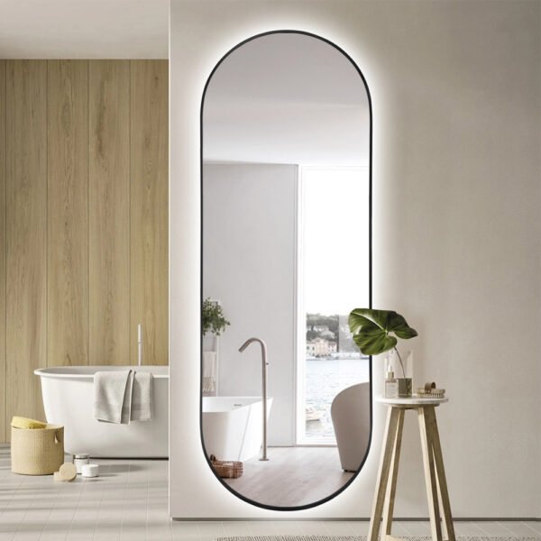 Seinäpeili DANIEL musta valaistuksella