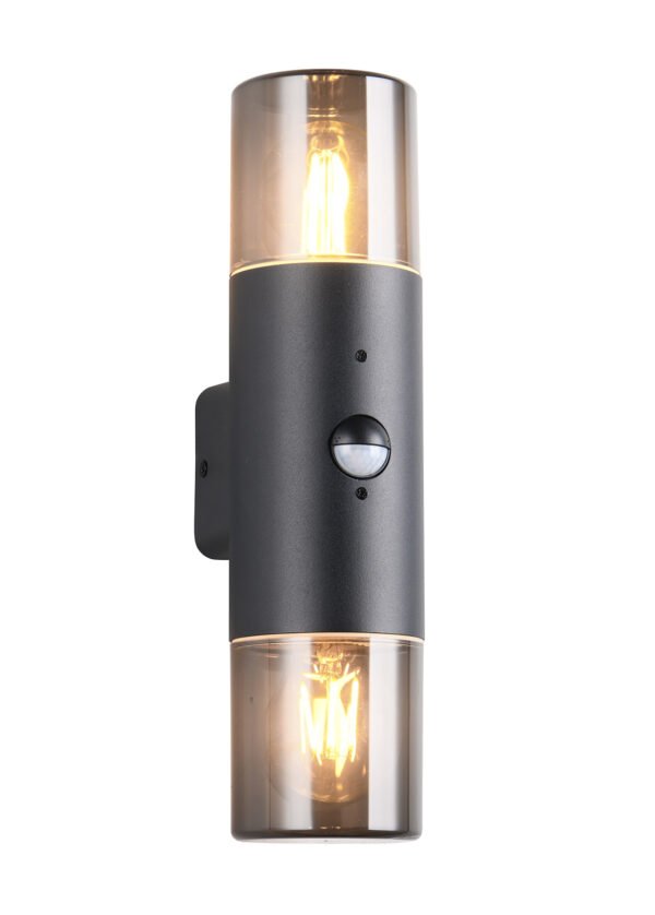 Seinävalaisin HELMI 2-lamppuinen liiketunnistimella, musta