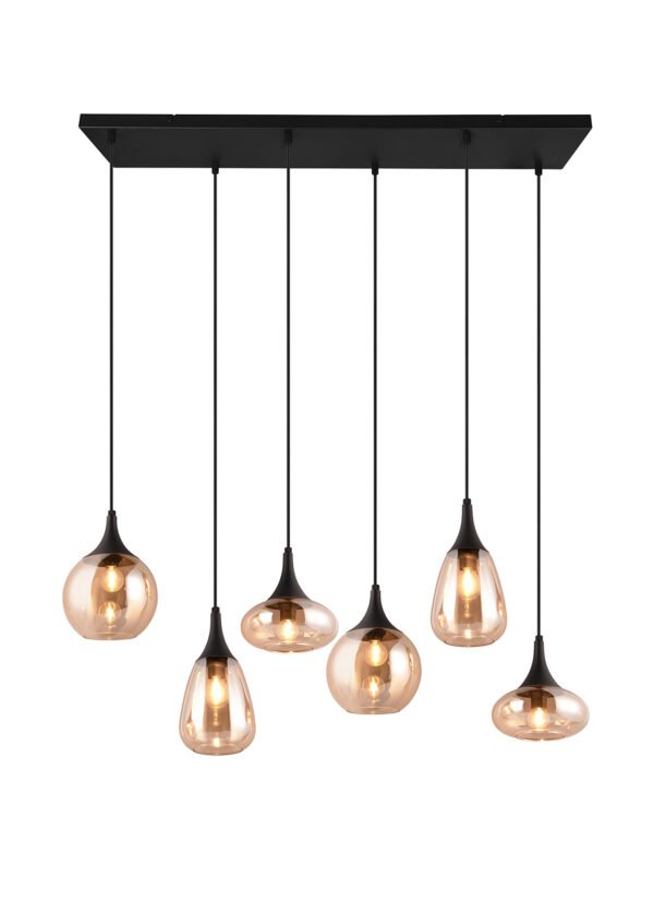 LUCAS riippuvalaisin 6-lamppuinen musta/keltainen