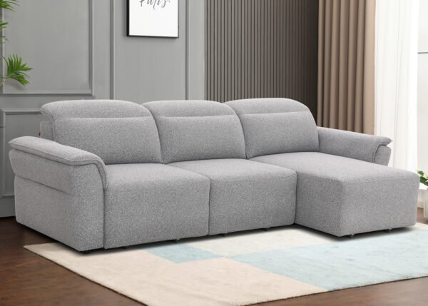 Reclinerkulmasohva WILLIAM oikea vaaleanharmaa