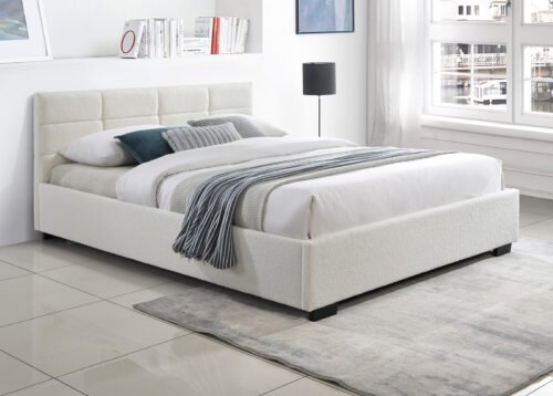 Sänky LÜBECK kermanvärinen boucle-kuvio