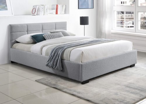 Sänky LÜBECK vaaleanharmaa boucle-kuvio