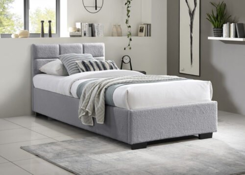 Sänky LÜBECK vaaleanharmaa boucle-kuvio