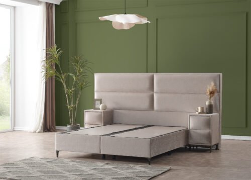 Jenkkisänky NIZZA beige yöpöydillä - Image 2