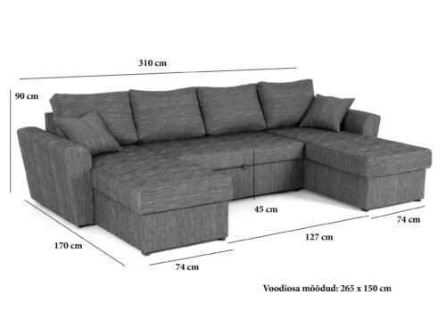 Kulmavuodesohva AMOS U-kulma Beige (Visby Cream) - Image 6