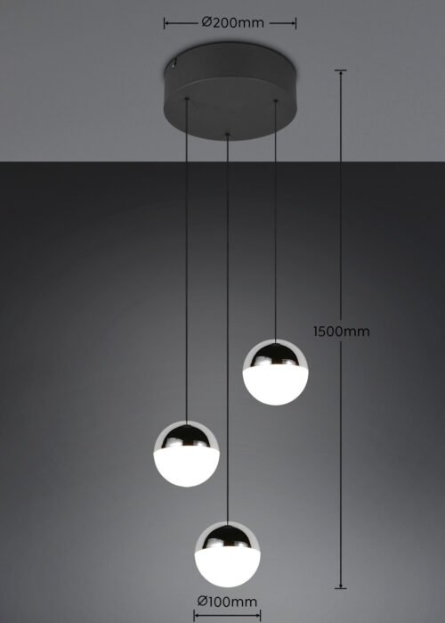 Riippuvalaisin SELMA 3-osainen kromi (pyöreä) - Image 6