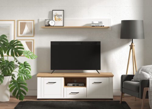 TV-taso VALERIA 150 3K1F valkoinen/artisan-tammi