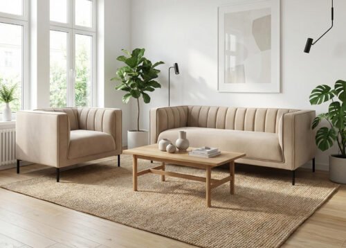 CONDO nojatuoli, beige sametti - Image 3