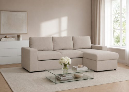 Kulmadivaanivuodesohva ANNA beige (Apia 453) - Image 2